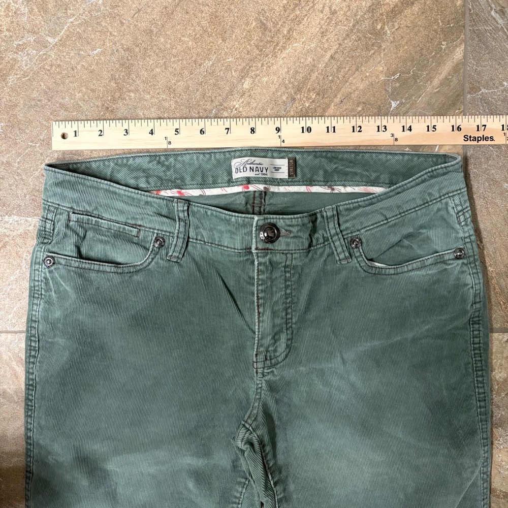 Old Navy Corduroy Bootcut Pants Women Size 10 Short Green Stretch Low Rise - Picture 2 of 6